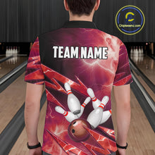 Load image into Gallery viewer, Red Storm Lightning Thunder Bowling Polo, Quarter Zip Shirt For Men Custom Bowling Team Jersey NQS11718