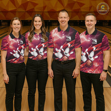 Load image into Gallery viewer, Red Storm Lightning Thunder Bowling Polo, Quarter Zip Shirt For Men Custom Bowling Team Jersey NQS11718