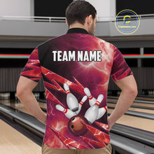 Load image into Gallery viewer, Red Storm Lightning Thunder Bowling Polo, Quarter Zip Shirt For Men Custom Bowling Team Jersey NQS11718