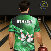 Load image into Gallery viewer, Green Storm Lightning Thunder Bowling Button-up Shirt Custom Hawaiian Bowling Team Jersey NQS11719