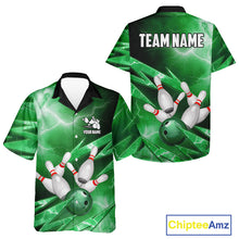 Load image into Gallery viewer, Green Storm Lightning Thunder Bowling Button-up Shirt Custom Hawaiian Bowling Team Jersey NQS11719