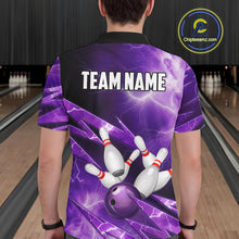 Load image into Gallery viewer, Purple Storm Lightning Thunder Bowling Polo, Quarter Zip Shirt For Men Custom Bowling Team Jersey NQS11720
