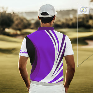 Mens polo golf shirts custom name purple and white golf shirt, team golf shirts mens NQS9845