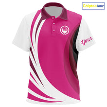 Load image into Gallery viewer, Kid golf polo shirts custom name pink and white golf shirt, team golf shirts for Kid NQS9846