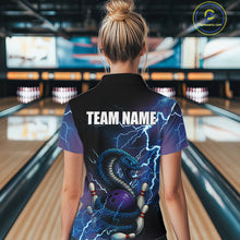 Load image into Gallery viewer, Personalized Blue Thunder Lightning Cobra Snake Bowling Shirts For Women, Bowling Team Uniform NQS9852