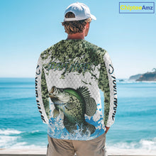 Load image into Gallery viewer, Crappie fishing green scales UV protection custom hooded sun shirt, Crappie fishing jerseys NQS10228