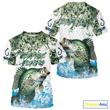 Load image into Gallery viewer, Crappie fishing green scales UV protection custom hooded sun shirt, Crappie fishing jerseys NQS10228