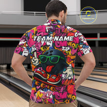 Load image into Gallery viewer, Funny pink graffiti pattern Bowling Team Polo, 1/4 Zip Shirt For Men Custom Mens Bowling Jersey NQS10824