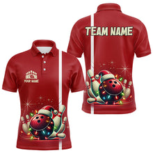 Load image into Gallery viewer, Red Christmas Bowling Polo, Quarter Zip Shirts For Men Custom Christmas Gift Bowling Team Jerseys NQS9128