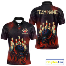 Load image into Gallery viewer, Personalized Funny Angry Spider Bowling Team Polo, 1/4 Zip Shirts For Men, Spider Bowling Jerseys NQS11204