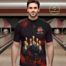 Load image into Gallery viewer, Personalized Funny Angry Spider Bowling Team Polo, 1/4 Zip Shirts For Men, Spider Bowling Jerseys NQS11204
