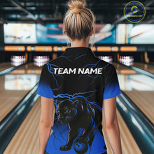 Load image into Gallery viewer, Black and Blue Lightning Thunder Panther Bowling Team Shirts For Women Custom Panther Bowling Jerseys NQS11205