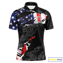 Load image into Gallery viewer, Custom bowling polo shirts, 1/4 zip shirts for men, US Flag patriotic team bowling league shirts NQS11409