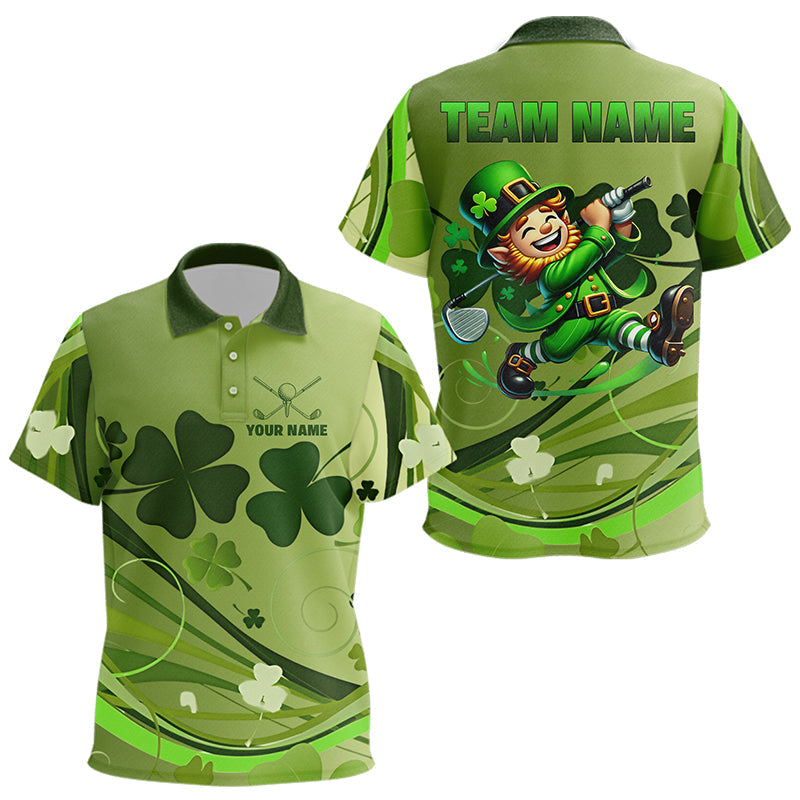Green shamrock Lucky Golf Polo Shirts For Kid Custom St Patrick Day Team Golf Shirts NQS9470