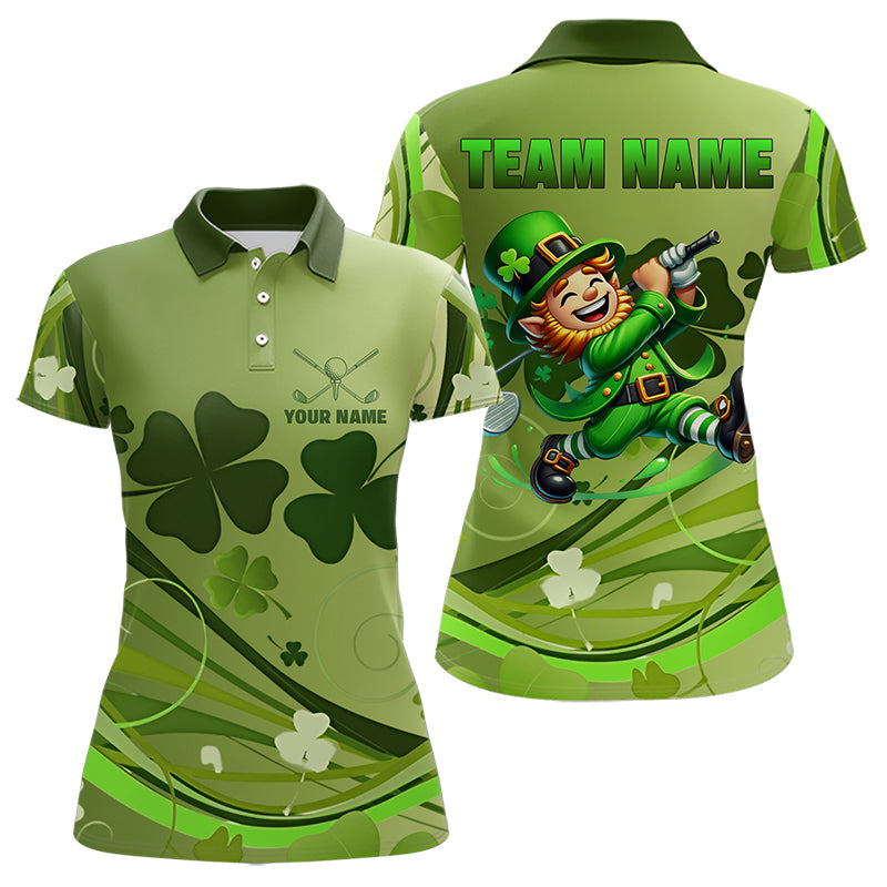 Green shamrock Lucky Golf Polo Shirts For Women Custom St Patrick Day Team Golf Shirts NQS9470