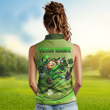 Load image into Gallery viewer, Green shamrock Lucky Golf Sleeveless Polo Shirts For Women Custom St Patrick Day Team Golf Shirts NQS9470