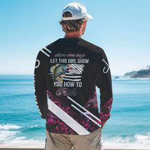 Load image into Gallery viewer, Move over boys let this girl show you how to fish Crappie fishing pink camo custom 3D fishing shirt NQS9471