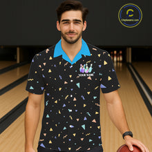 Load image into Gallery viewer, Hologram colors geometric pattern Black Bowling Button-up Shirts Custom Team Bowling League Jersey NQS11607
