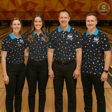 Load image into Gallery viewer, Hologram colors geometric pattern Black Bowling Shirts for Men Custom Team Bowling League Jersey NQS11607