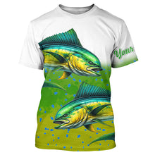 Load image into Gallery viewer, Mahi-mahi Fishing Customize Name Green Scales Long Sleeve Fishing Shirts, Personalized Fishing Gift NQS261