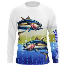 Load image into Gallery viewer, Tuna Fishing Customize Name Scales Long Sleeve Fishing Shirts, Personalized Tuna Fishing Gift NQS262