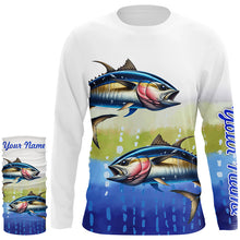 Load image into Gallery viewer, Tuna Fishing Customize Name Scales Long Sleeve Fishing Shirts, Personalized Tuna Fishing Gift NQS262