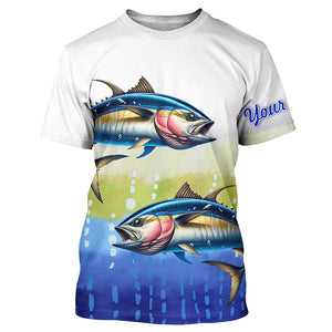 Tuna Fishing Customize Name Scales Long Sleeve Fishing Shirts, Personalized Tuna Fishing Gift NQS262