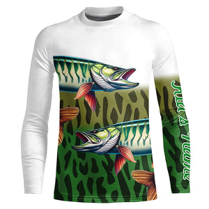 Musky Fishing Customize Green Scales UV Protection Fishing Shirts For men, Personalized Fishing Gifts NQS263