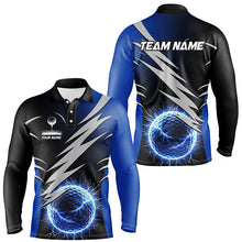 Load image into Gallery viewer, Mens golf polo shirts custom blue lightning thunder golf ball clothes for men, personalized golf gifts NQS8005