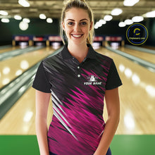 Load image into Gallery viewer, Pink and Black Bowling Shirts For Women Custom Name and Team name  Bowling Jerseys Bowlers Outfit NQS11001