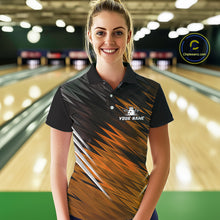 Load image into Gallery viewer, Orange and Black Bowling Shirts For Women Custom Name and Team name  Bowling Jerseys Bowlers Outfit NQS11002