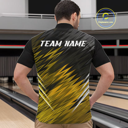 Yellow and Black Bowling Shirts For Men Custom Name and Team name  Bowling Jerseys Bowlers Outfit NQS11003