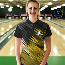 Load image into Gallery viewer, Yellow and Black Bowling Shirts For Women Custom Name and Team name  Bowling Jerseys Bowlers Outfit NQS11003