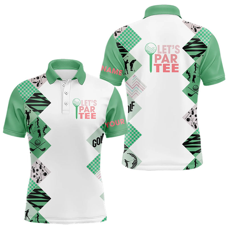 Green and White Mens Golf Polo Shirts custom Let's par tee golf tops for men golfing gifts NQS9137