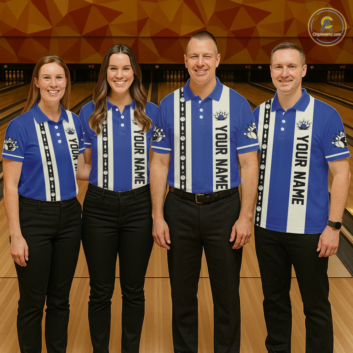 Blue Retro Bowling Polo, Quarter Zip Shirts For Women Custom Vintage Bowling Team Jerseys NQS11212