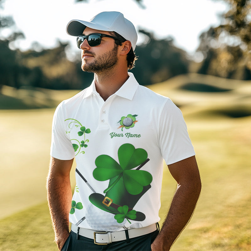 Green shamrock golf ball clubs Lucky Mens polo golf shirts Custom St Patrick Day team golf jerseys NQS9482