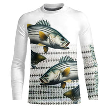 Load image into Gallery viewer, Striped Bass Fishing Customize Name UV Protection Long Sleeve Fishing Shirts, Personalized Fishing Gift NQS268