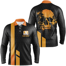 Load image into Gallery viewer, Black and yellow mens golf polo shirts custom skull golf shirt, golf outfits for men NQS7595