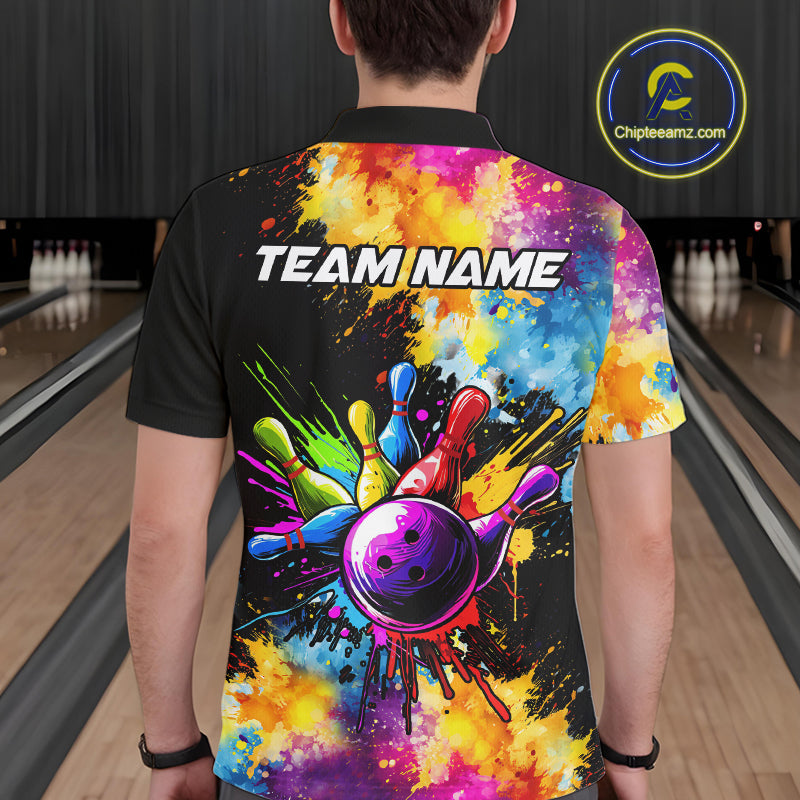 Colorful bowling jerseys Mens Bowling Polo, 1/4 Zip Shirt Custom Bowling Team shirts for bowlers NQS10241