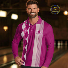 Load image into Gallery viewer, Retro Pink argyle pattern Bowling shirts For Men custom bowling team jerseys Bowler Outfits NQS10403
