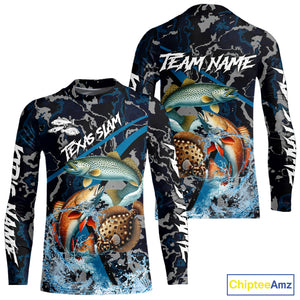 Texas Slam Fishing Camo Long Sleeve Fishing Shirts, Personalized Inshore Slam Fishing Team Jersey NQS10845