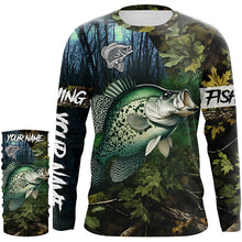 Load image into Gallery viewer, Crappie Fishing green camo Custom name Performance Long Sleeve UV protection fishing shirts for men NQSD92