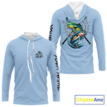Load image into Gallery viewer, Personalized offshore Fishing jerseys, Mahi mahi, Wahoo, Tuna tournament fishing shirts | Light Blue NQS11218