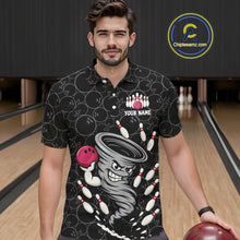 Load image into Gallery viewer, Funny storm tornado Black Camo Bowling Polo, 1/4 Zip Shirts For men Custom Bowling Team Jerseys NQS11224