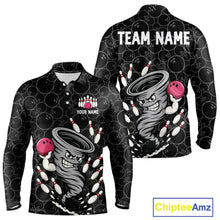 Load image into Gallery viewer, Funny storm tornado Black Camo Bowling Polo, 1/4 Zip Shirts For men Custom Bowling Team Jerseys NQS11224
