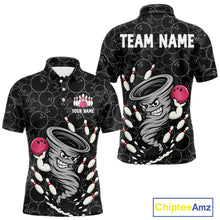 Load image into Gallery viewer, Funny storm tornado Black Camo Bowling Polo, 1/4 Zip Shirts For men Custom Bowling Team Jerseys NQS11224