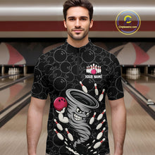 Load image into Gallery viewer, Funny storm tornado Black Camo Bowling Polo, 1/4 Zip Shirts For men Custom Bowling Team Jerseys NQS11224