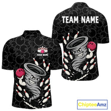 Load image into Gallery viewer, Funny storm tornado Black Camo Bowling Polo, 1/4 Zip Shirts For men Custom Bowling Team Jerseys NQS11224