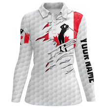 Load image into Gallery viewer, Womens golf polo shirts Canadian flag patriot custom name white golf balls shirts NQS7034
