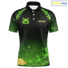 Load image into Gallery viewer, Green flame shamrock St Patrick's Day bowling shirts for men custom team bowling league jerseys NQS11412